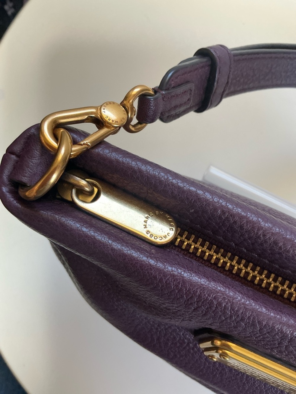 Marc By Marc Jacobs Dark Purple Burgundy Pebbled Leather Crossbody Bag EUC - Picture 6 of 16